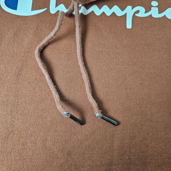 Champion Hoodie Men’s Medium Brown Logo Pullover Sweatshirt Cotton Blend Winter - Picture 5 of 9